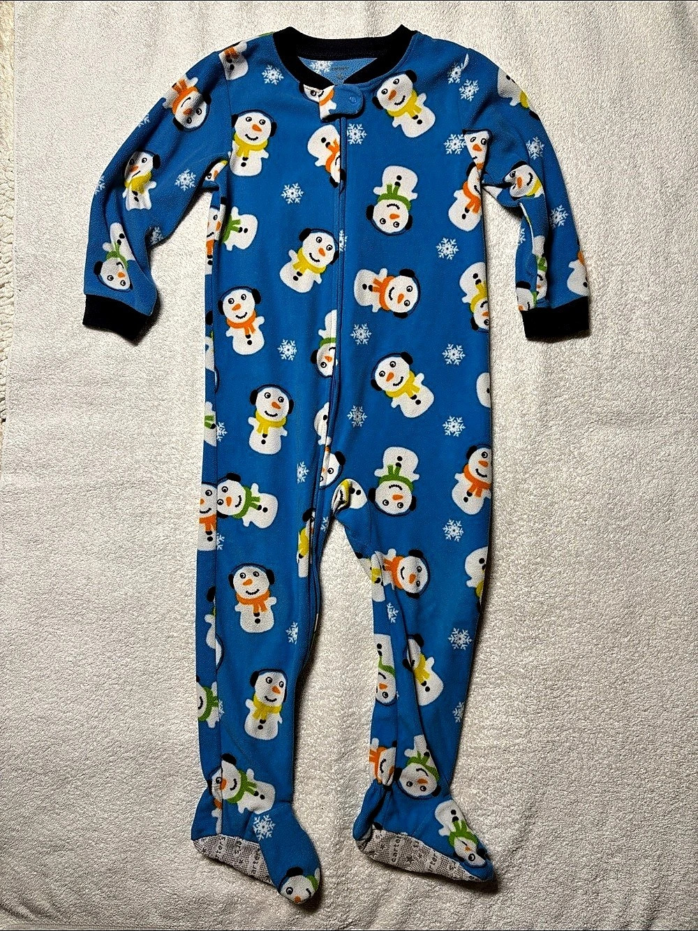 Carter's Snowman Fleece Footie Pajamas Blue & White Baby 6M